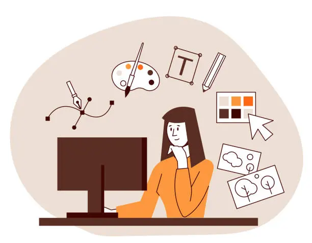 persona en una agencia de diseño grafico diseñando