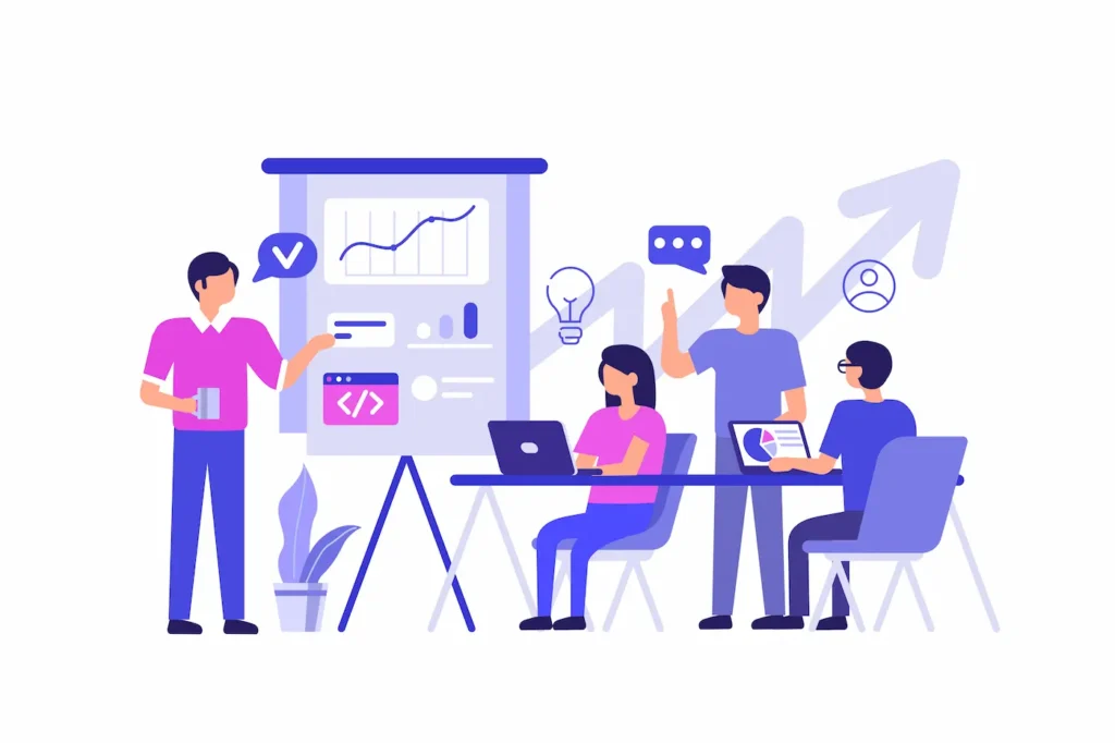 Reunión de trabajo compartiendo ideas