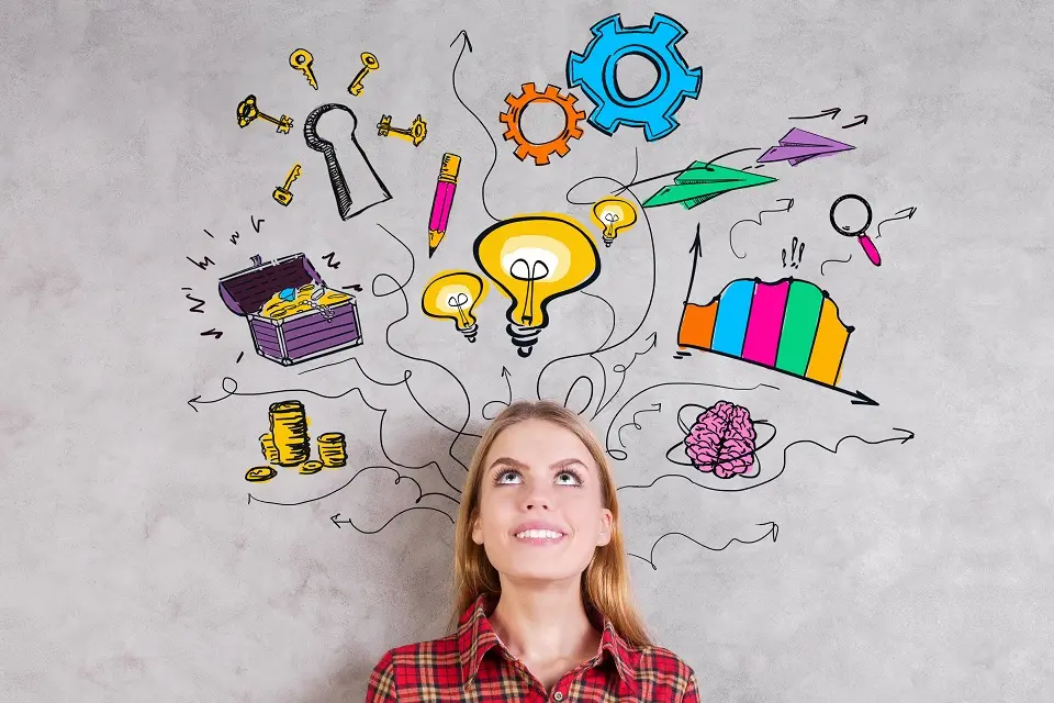 una chica dejando volar su imaginación sobre la creatividad