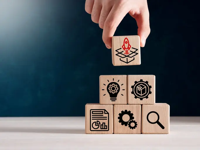 un rompecabezas con un cohete representando la innovacion