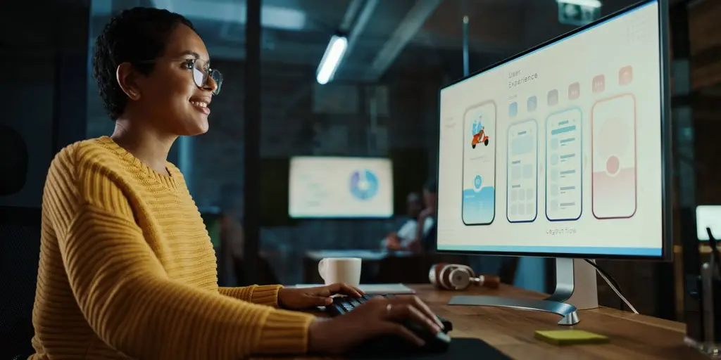 una persona trabajando en el posicionamiento de una marca en una agencia de marketing