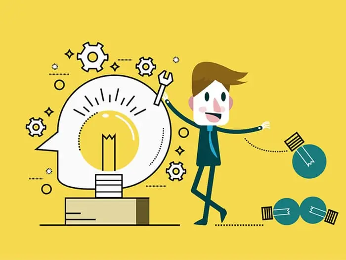 una persona arreglando el cerebro con ideas innovadoras