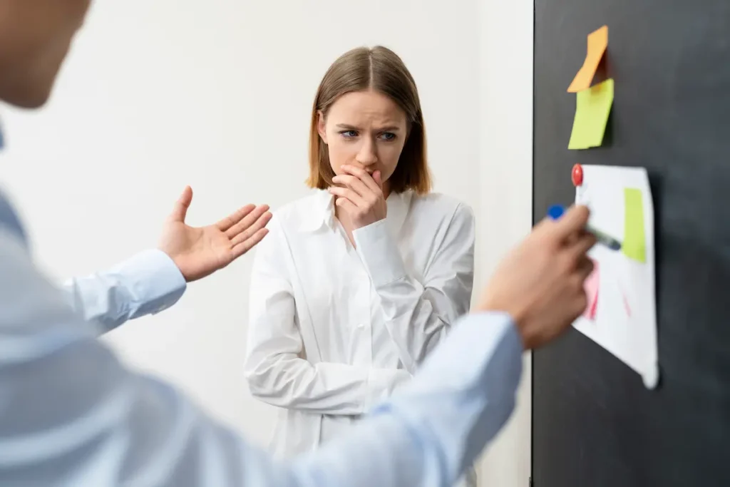 Persona mostrando miedo a equivocarse durante la toma de decisiones